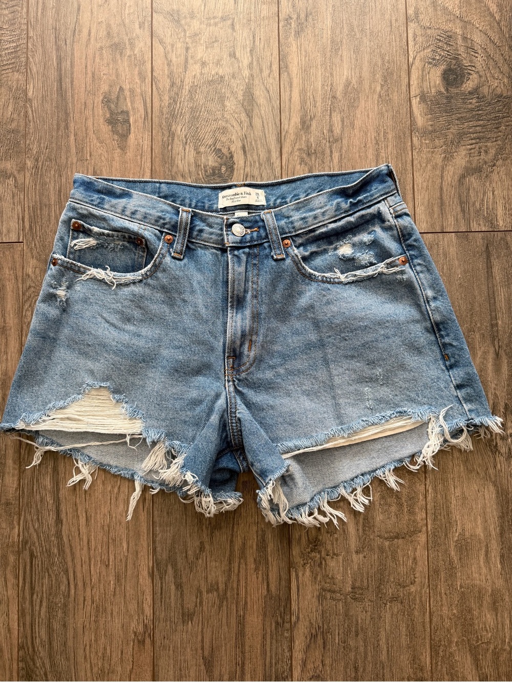 Abercrombie & Fitch Light Blue Distressed Denim Cutoff Shorts